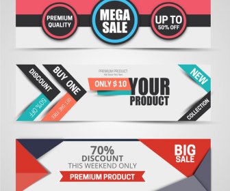 Horizontal Label Sale Promotion Sets Vector Illustration
