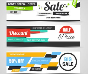 Horizontal Labels Sale Banners With Modern Design Style