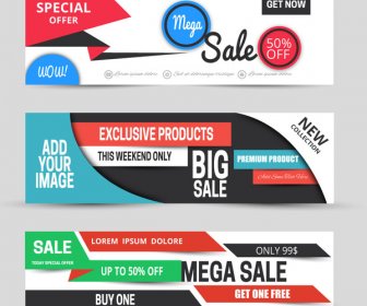 Horizontal Sale Banners Sets With Modern Style Design