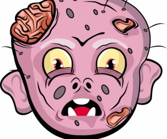 Horrible Halloween Máscara Plantilla Lesiones Cara Icono Personaje De Dibujos Animados