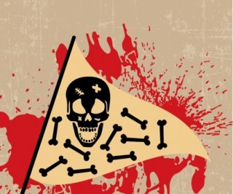 Horror Flag Template Blood Skull Bone Icons Decoration