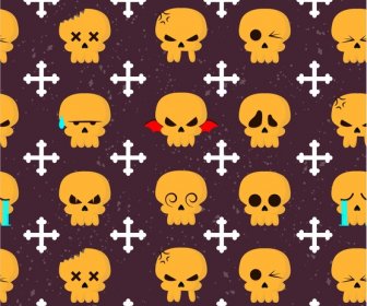 Horror Wiederholung Muster Mit Schädeln Und Knochen Illustration