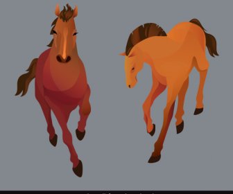 Horse Animals Icons Dynamic Running Sketch