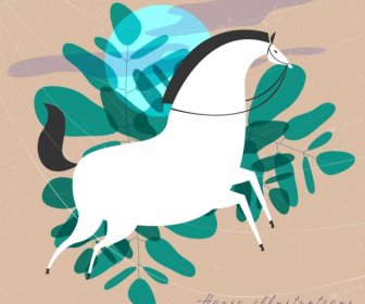 лошадь фон плоский разноцветные ретро дизайн