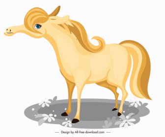 Ikon Kuda Karakter Kartun Desain Kuning Cerah