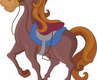 Horse Icon Colored Cartoon Character Design
