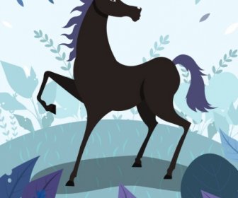 الحصان اللوحة الكلاسيكية تصميم شخصية الكرتون