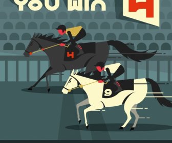 Pferd Rennen Malerei Klassische Cartoon-Skizze
