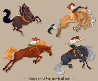 Icone A Cavallo Icone Di Movimento Disegno Cartone Animato Schizzo