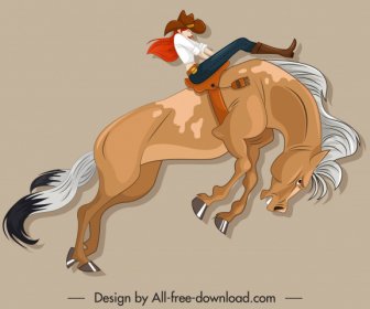 Horseback Performance Icon Dynamic Design Cartoon Sketch