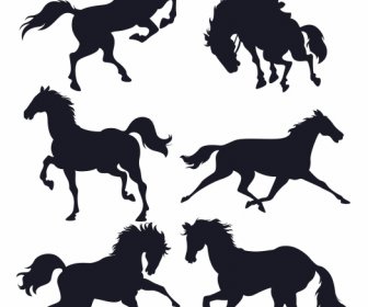 Horses Icons Dynamic Sketch Silhouette Design