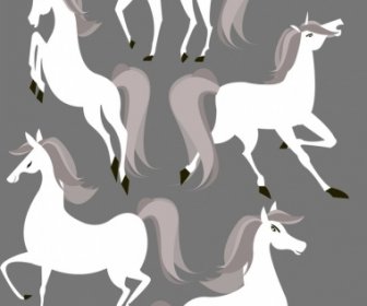 Horses Painting Classical Design White Icons