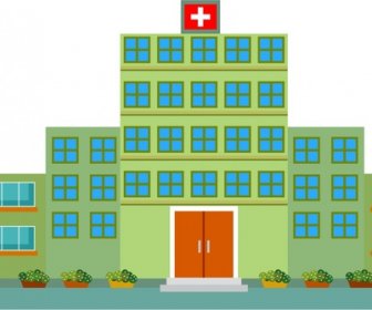 رسم تصميم المستشفى باللون الأخضر