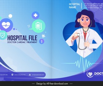 Hospital File Doctor Cardiac Treatment Leaflet Cover Template