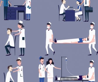 Hospital Work Design Elements Doctor Patient Icons