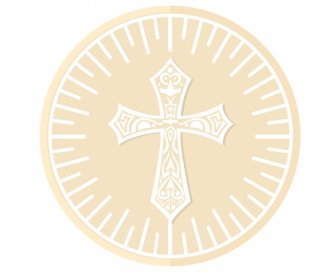 Host Religion Icon Holy Cross Rays Decor Round Shape