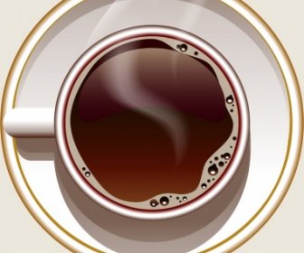 ホット コーヒー カップのアイコン明るい 3 D デザイン