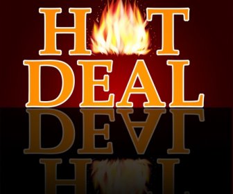 Hot Deal Banner Fire Texts Reflection Decoration