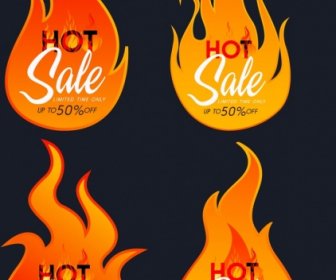 Горячие продажи дизайн элементы красный пламени значки