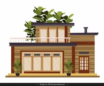House Architecture Template Modern Design Facade Sketch