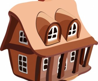 House Icon Classical Brown 3d Sketch