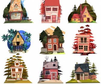 House Icons Templates Classical Tile Roof Decor