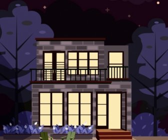 house painting modern design moon night decor