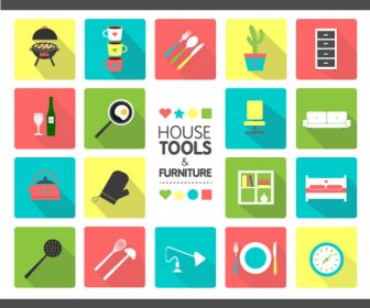 House Tool With Furniture Icons