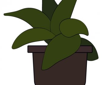 観葉植物のアイコン手描きフラットクラシックスケッチ