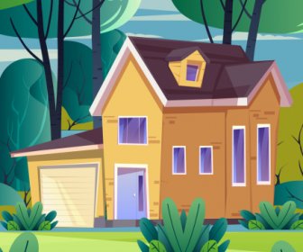 Housing Background Template Colorful Design Contemporary Sketch