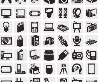 Huge Collection Of Black And White Icons Vector