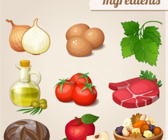 Riesige Sammlung Von Verschiedenen Lebensmitteln Symbole Vektor