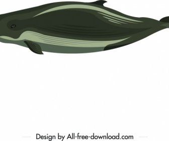 Huge Whale Icon Dark Green Design