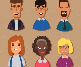 Human Avatars Collection Colored Cartoon Icons