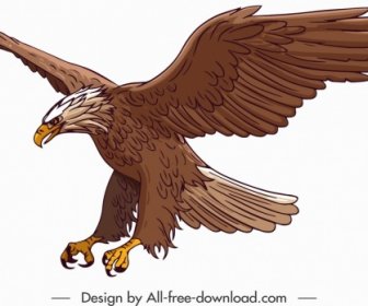 Hunting Eagle Icon Colored Cartoon Design