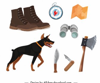 Hunting Job Design Elements Dog Personal Tools Sketch