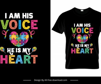 I Am His Voice He Is My Heart Grunge Retro Heart Puzzle Joints Decor