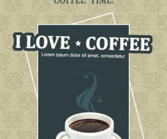 я люблю кофе тема плаката дизайн вектор