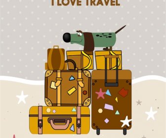 I Love Travel Conceptual With Suitcases Illustration