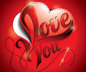 I Love You Heart Card Vector