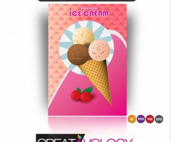 アイスクリーム広告チラシカラフルな装飾