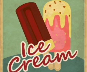 Crème Glacée Décor Coloré Design Rétro