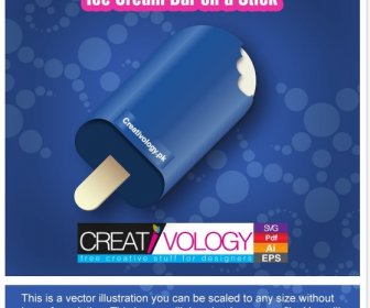 아이스크림 배경 빛나는 3D 아이콘 블루 장식