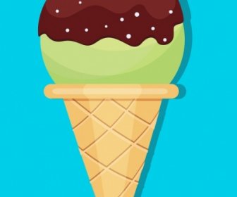 Ice Cream Icon Morango Decoração Design Plano Colorido