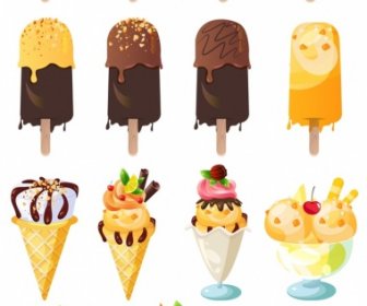 Ice Cream Icons Collection Modern Colorful Decor
