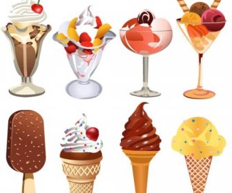 Ice Cream Icons Collection Multicolored 3d Decor