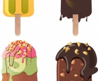 Ice Cream Icons Colorful Modern Design