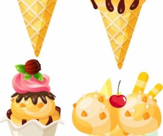 Ice Cream Icons Templates Modern Chocolate Fruity Decoration