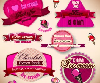 Crème Glacée étiquettes Design Vecteur