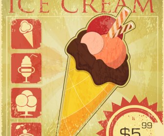 дизайн ретро плаката мороженого